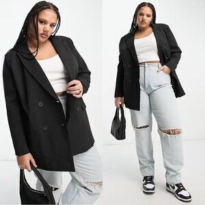 nwt ASOS Heartbreak Plus, Oversized Dad Blazer in Black - Size 3X